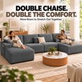 thumbnail image 3 of DTTRA 130" U-Shaped Boneless Modular Sectional Sofa with Double Chaise, 6 Seats, Corduroy, Gray, 3 of 8