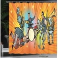 thumbnail image 3 of Ambesonne Saxophone Shower Curtain, Jazz Musicians Robots, 69"Wx70"L, Burnt Orange Multicolor, 3 of 4