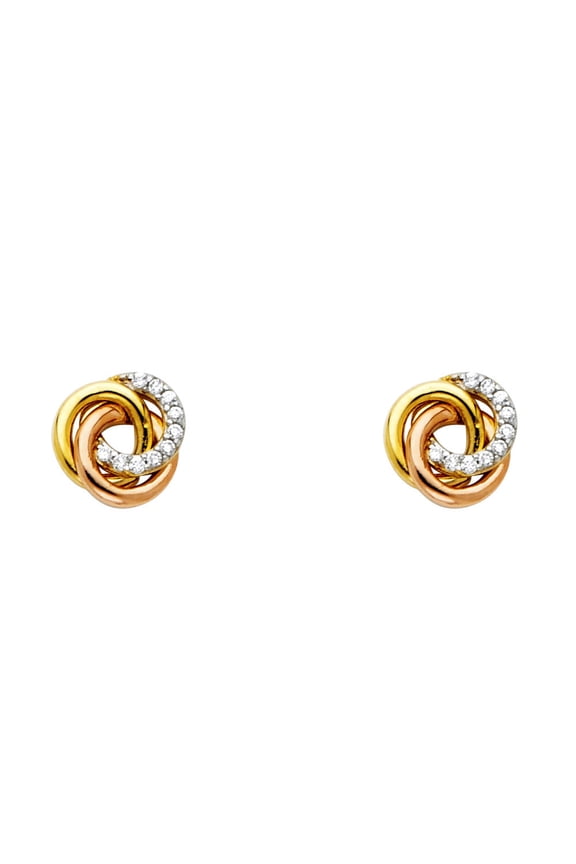 14k Yellow Gold Hoop Stud Studded Modern Elegant Earrings Jewelry Female Unisex