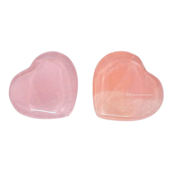 Rose Quartz Stone Heart - Pack of 2 Crystal Heart Stones
