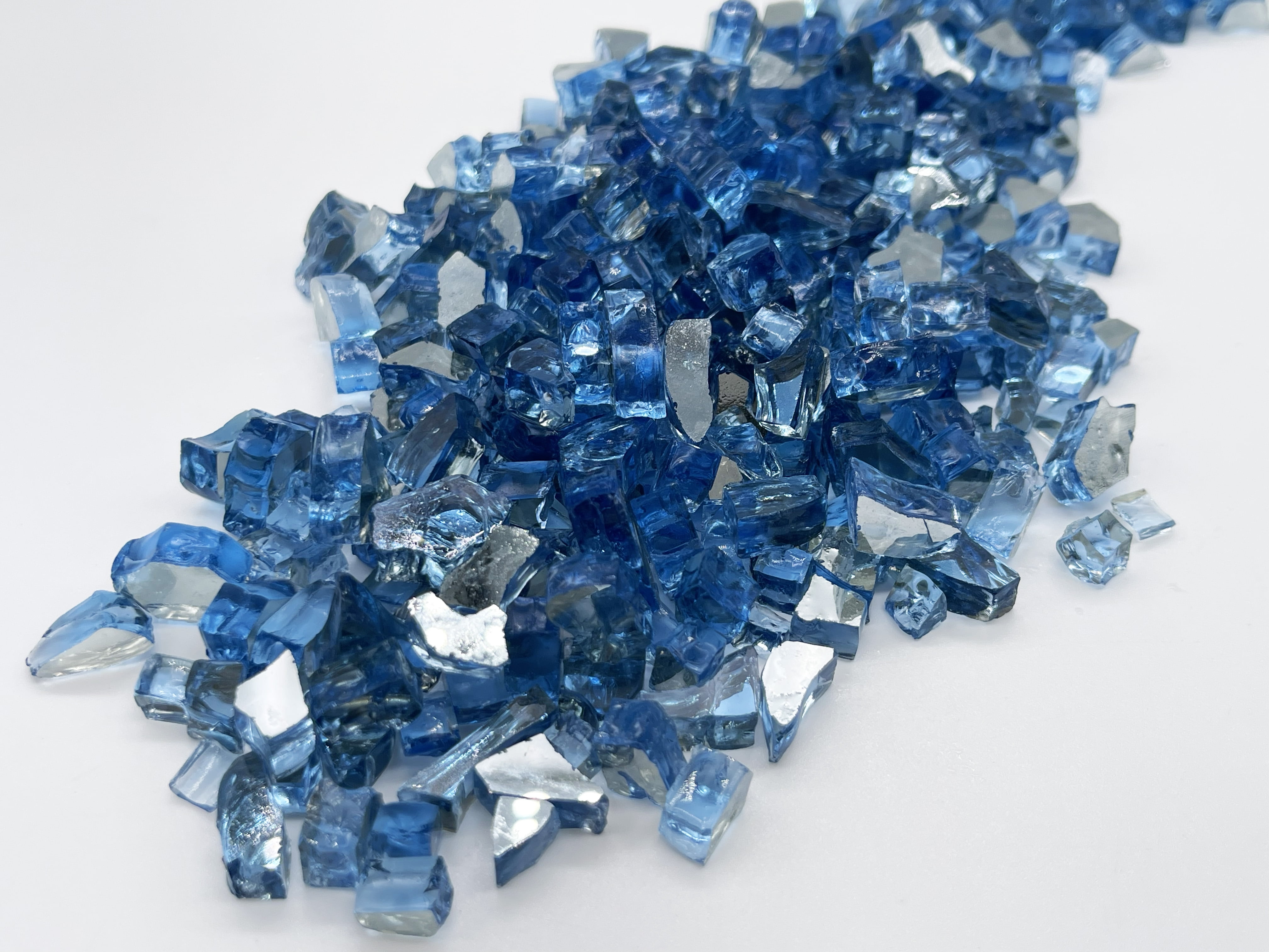 Natural Gas and Propane Fire Glass Pellets Rocks High Luster Premium Tempered Fire Pit Glass Fireplace 10 Pounds of 1/2 In Pacific Blue Fire Glass Fire Table Reflective Fireglass for Fire Pit 