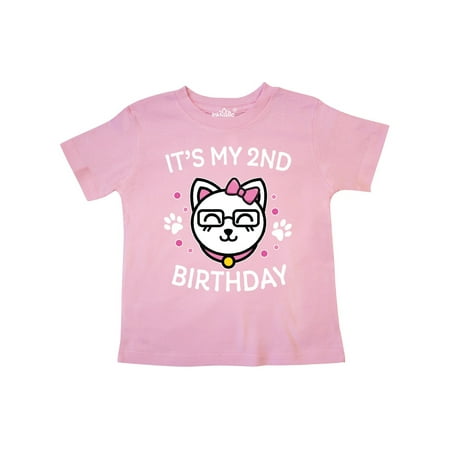 

Inktastic Its My 2nd Birthday with Cat in Glasses Gift Toddler Toddler Girl T-Shirt