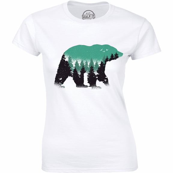 A Cute Bear With Beautiful Forest Nature Mountains Women's Gift T-Shirt
