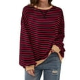 thumbnail image 1 of 2025 Hauts Grande Taille « Blouse à Manches Courtes pour Femmes à Rayures Colorblock, Col Roulé à Manches Longues Décontracté, Hauts à Manches Longues pour Femmes, 1 of 9
