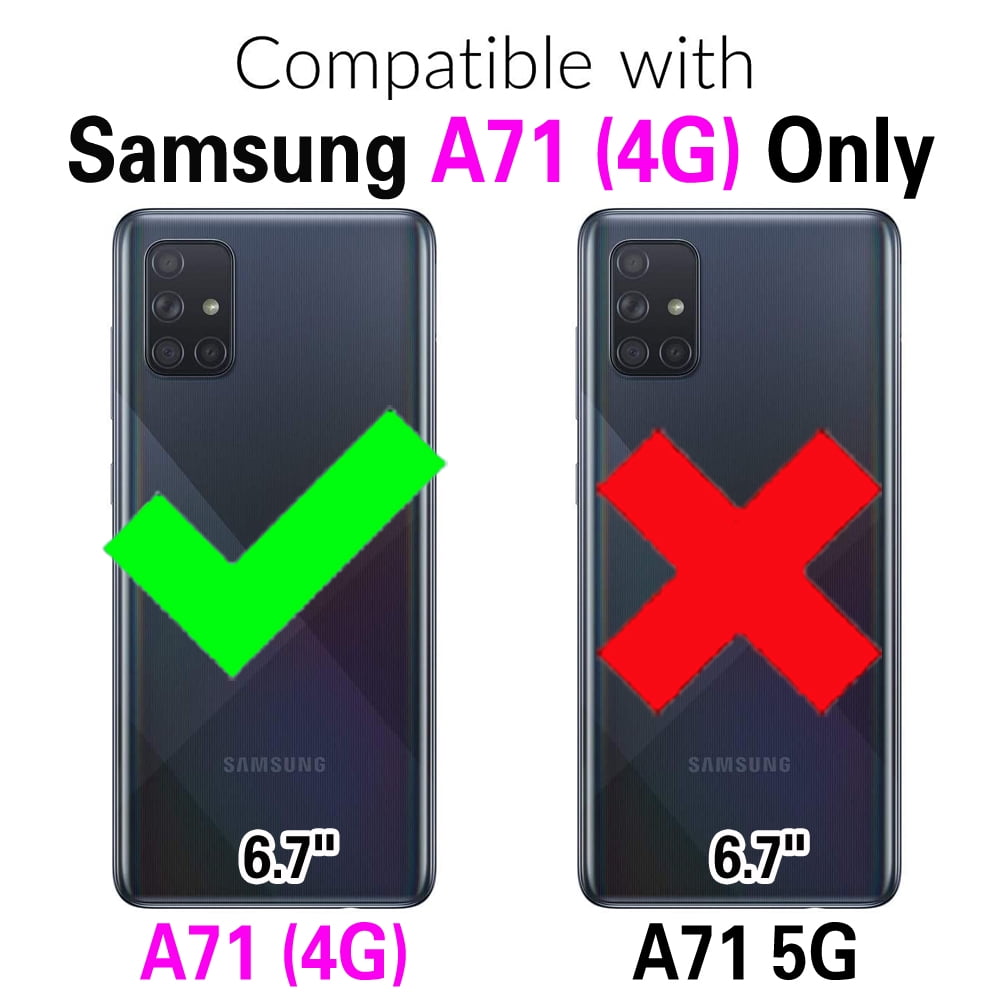 Asuwish Phone Case for Samsung Galaxy A71 4G Wallet Cover With Tempered Glass Screen Protector Crossbody Wrist Strap Flip Pattern Zipper Credit Card Holder Stand Cell A 71 71A S71 A715F Women Blue