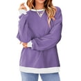 thumbnail image 4 of Fantaslook Color Block Sweatshirts for Women Crewneck Long Sleeve Oversized Pullover Tops Casual Fall Outfits, 4 of 9