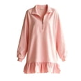 thumbnail image 6 of Levmjia Women's Dress Long Sleeve Polo Collar Quarter Zip Sweater Dress Casual Loose Fit Ruffle Hem Mini Dress Solid Color Fall Winter Dresses, 6 of 6