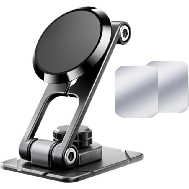Soporte magnético plegable de aleación para teléfono móvil para coche: base resistente con 6 imanes, rotación de 360°, soporte para salpicadero compatible con la mayoría de smartphones