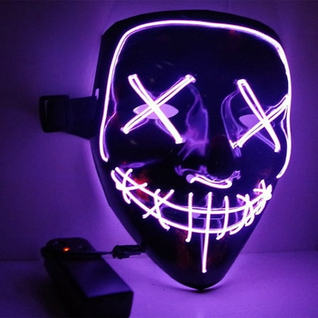 Halloween Mask, LED Light Up Mask for Masquerade, Carnival, Bar Show, Halloween decoration and Halloween Costume Party, Scary Halloween Face Mask Glowing mask for Kids Adults Women