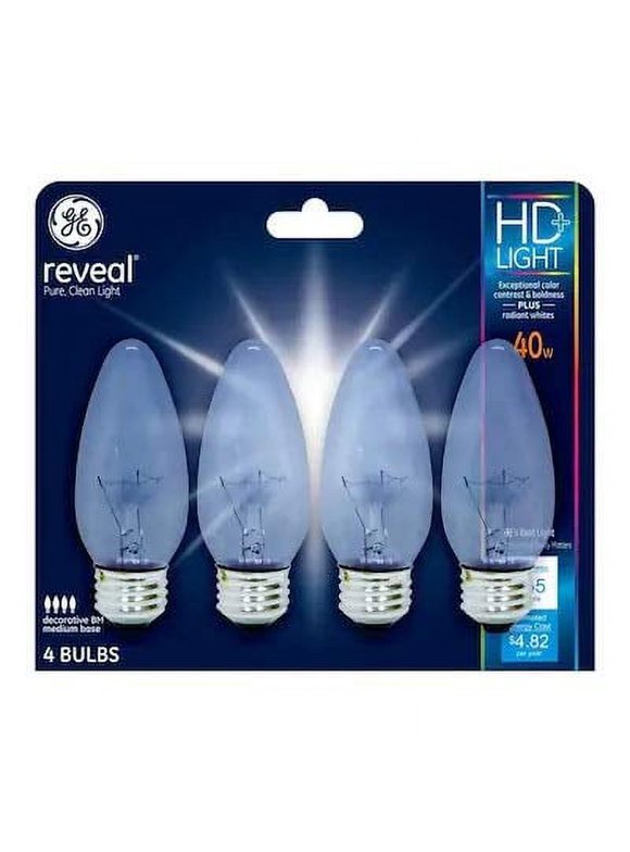GE Reveal 40-Watt Dimmable B13 Decorative 64520 Incandescent Light Bulb (4-Pack)