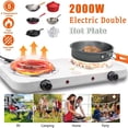 thumbnail image 2 of DISHUEC Hot Plate for Cooking,2000W Electric Double Burner Cooktop,Portable Electric Double Coil Burner with Dual Control&5 Level Temperature Control,Easy to Clean for Kitchen Camping, 2 of 11