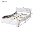thumbnail image 4 of Aukfa Faux Leather Full Upholstered Platform Bed with Headboard, 16 LED Bed Frame - White, 4 of 8