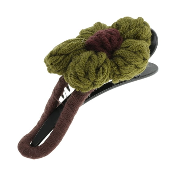 Unique Bargains 1 Pc Fashion Wool Floral Duckbill Hair Clips for Home Green Brown