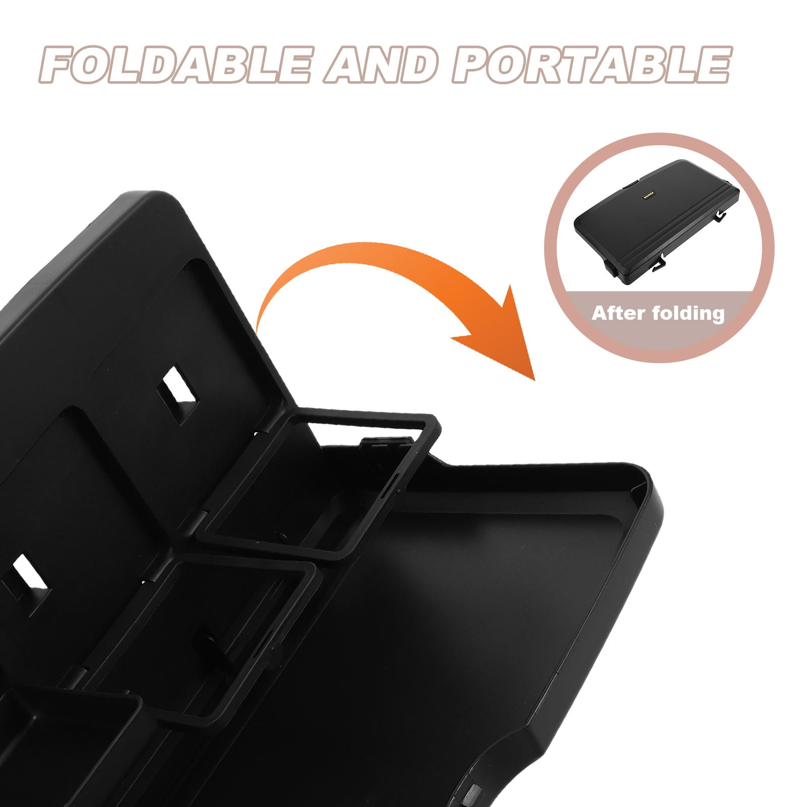 WEUVEB Foldable Black Car Backseat Organizer Tray Table for Eating, Working, and Storage