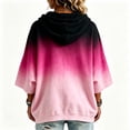 thumbnail image 4 of Breast Cancer Awareness Hoodies Women Hooded Gradient Ribbon Batwing 3/4 Sleeve Sweatshirt, L, 4 of 4