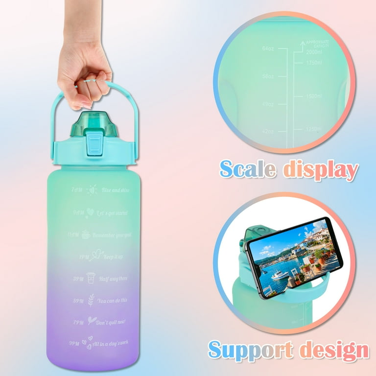 AQUAFIT - Water Bottle with Straw - Motivational Big Water Bottle