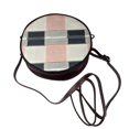 thumbnail image 3 of Leather Shoulder Round Bag 7.1×2.36in Fashion Casual Crossbody Bag Shoulder Bag For Work Travel Business Shopping Date Argyle Plaid Lightcoral_2, 3 of 5