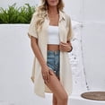 thumbnail image 2 of UQJfacai Womens Modern Swimsuit Cover Up Blouse Summer Casual Oversize Loose Button Down Shirt Dresses Tops with Pocket XL, 2 of 8