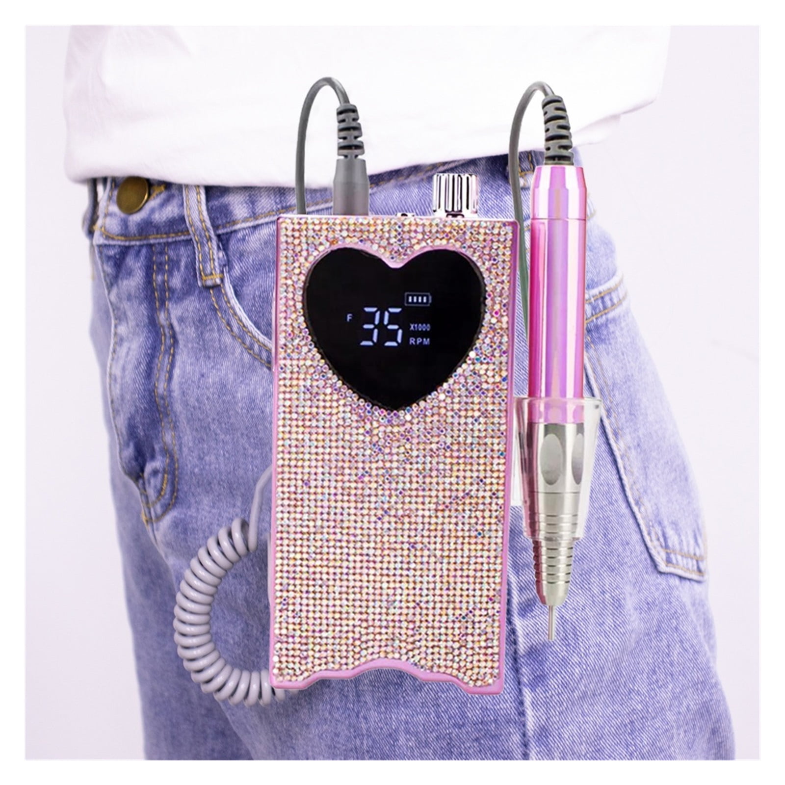 Heart Shape Electric Nail Drill Machine, Professional Portable Rechargeable 35000RPM Nail Drill For Acrylic Gel Nail ,Low Noise