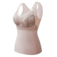 thumbnail image 4 of Fiaer Women's Tanks 2-in-1 Built-In Bra Thermal Warm Lace Solid Color Vest Stretch Comfort Oversized Cami Beige XXXXL, 4 of 4