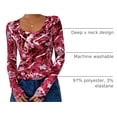 thumbnail image 4 of Crop Top PRETTYGARDEN Mujer Manga Larga Cuello en V Rojo Floral, 4 of 9
