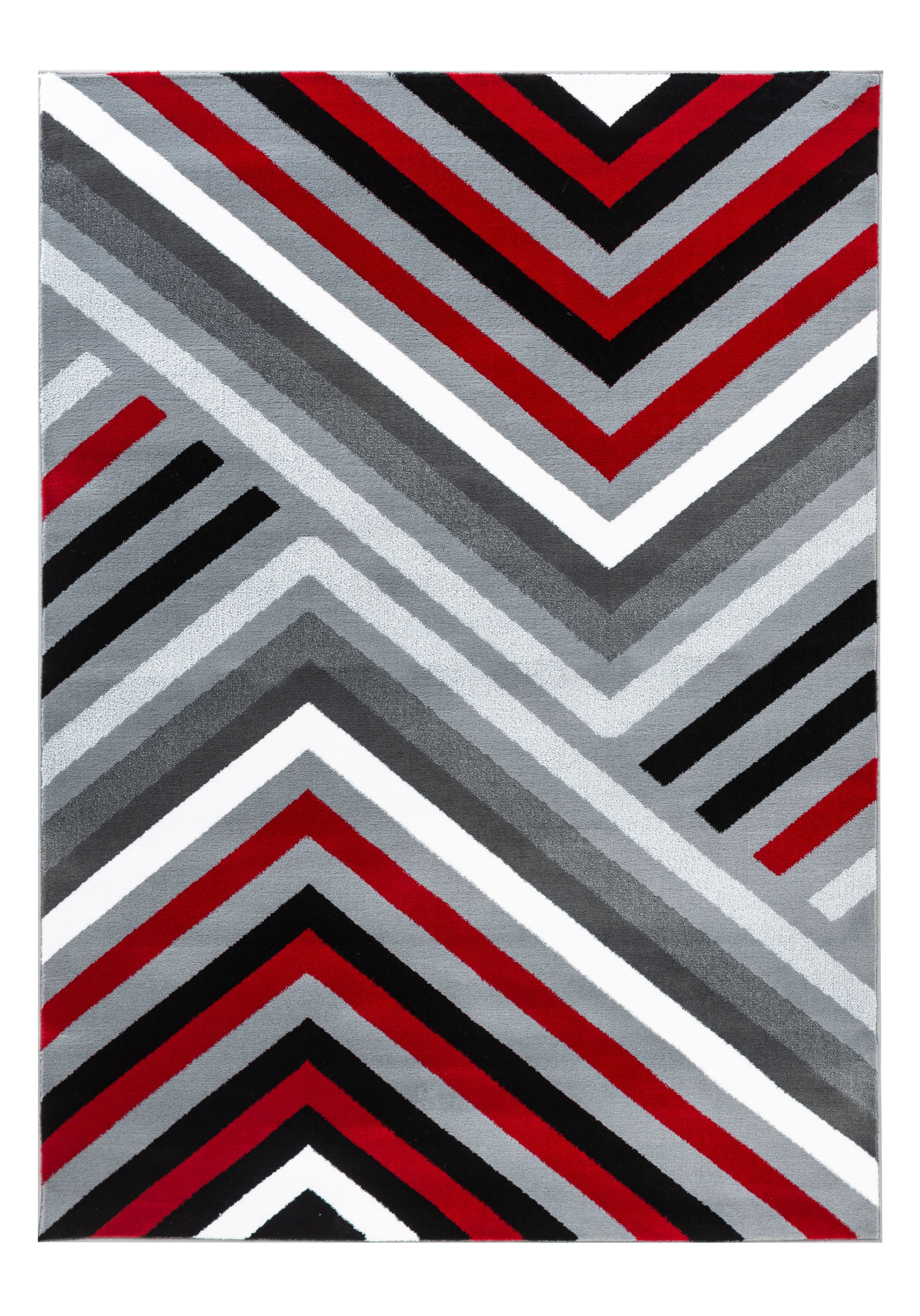 Abstract Gray Red Black And White, Red Black And Gray Living Room Rug