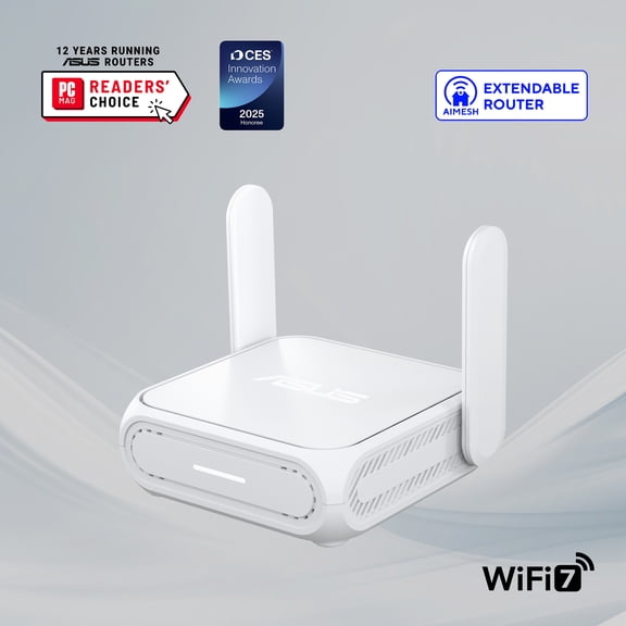 ASUS RT-BE58 Go Dual-band WiFi 7 Portable Travel Router, 3600 Mbps, 4G/5G Tethering, Public WiFi (WISP) Mode, 2.5G Port, Advanced Network Security & VPNs, RV/Cruise/Mobile, USB-C Power Delivery