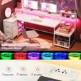 thumbnail image 2 of EnHomee 70.9" L Shaped Gaming Desk with Power Outlet & LED Lights, Computer Desk with Storage Shelves and Monitor Stand, White, 2 of 7