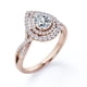 thumbnail image 2 of JeenMata Anillo de Compromiso de Estilo Cruzado con Halo Doble en Forma de Almendra de 1,5 Quilates en Baño de Oro Rosa de 18 K sobre Plata, 2 of 6
