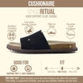 thumbnail image 3 of Cushionaire Ritual Suede Slide Sandals for Women - Slip On Womens Leather Sandals with Cushioned Cork Footbed and Arch Support, 3 of 19