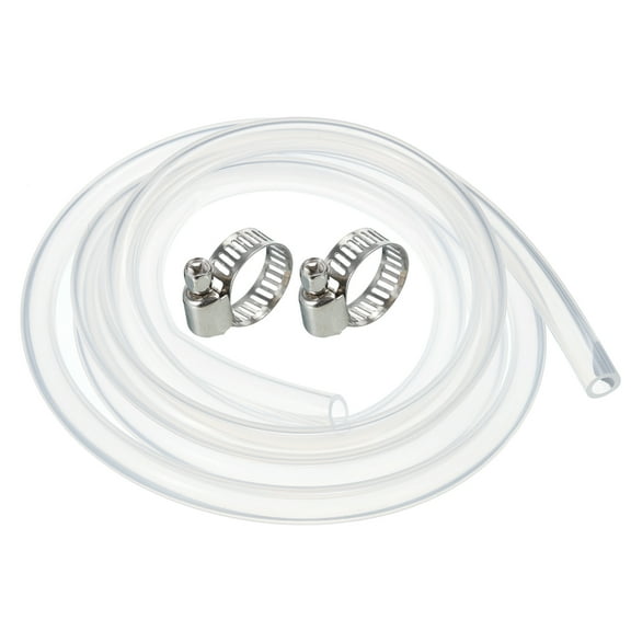 Silicone Tubing 12mm(1/2") ID 18mm OD 10ft Silicone Rubber Tube Air Hose Water Pipe Clear with Clamp