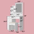 thumbnail image 2 of Oxylife Vanity Set with LED Lighted Mirror, Power Outlet, Makeup Table with 5 Drawers & Shelves, Cushioned Stool for Bedroom, White, 2 of 8