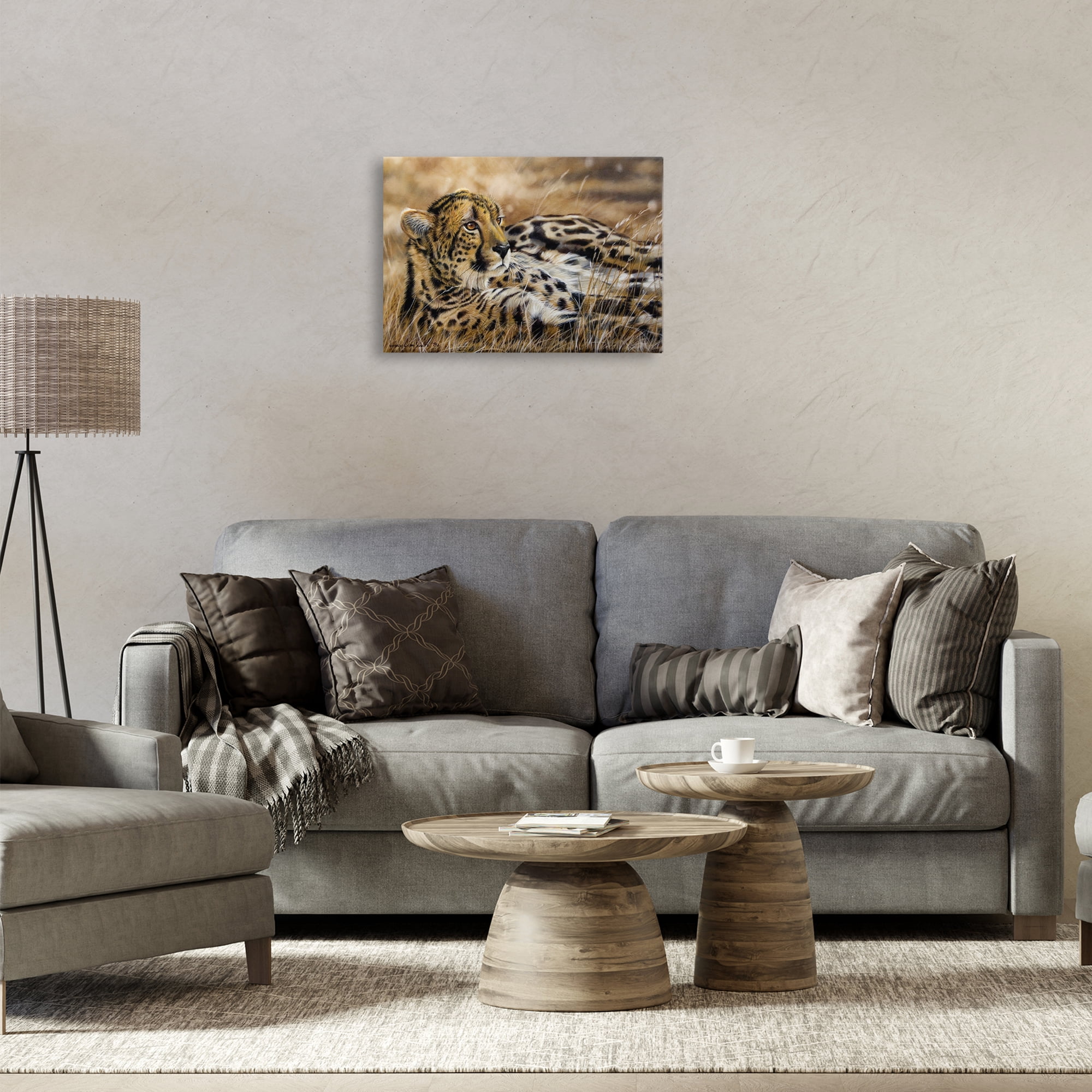 Stupell Industries Relaxing Leopard Scenery Animals & Insects Painting Gallery Wrapped Canvas Art Print Wall Art, 24 x 16