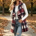 thumbnail image 6 of Casual Plaid Vests for Women Oversized Large Lapel Sleeveless Open Front Loose Fit Outerwear, 6 of 7
