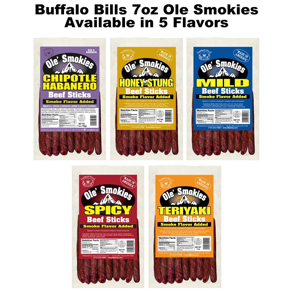 Buffalo Bills 7oz Mild Ole Smokies (Beef Sticks) – Four 7oz Packs