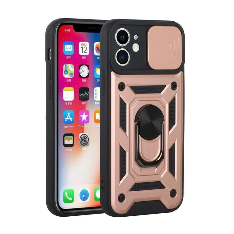 For Apple iPhone SE 2022 /SE 2020/8/7 Hybrid Cases with Camera Lens Cover,  Ring Kickstand Rugged Dual Layer Heavy Duty Cover ,Xpm Phone Case [Rose  Gold] 