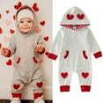 thumbnail image 2 of Girls Valentines Day Outfit Long Sleeve Hooded Romper Jumpsuit Cute Baby Girl Outfit Baby Boy Clothes 6-12 Months, 2 of 9