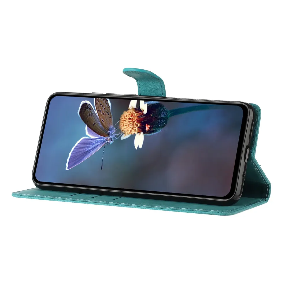 Coque Portefeuille Flip Cover Pour Oppo A94 5G - Motif Fleurs, Noir Et Blanc, Cuir Artificiel, Neuve