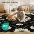 thumbnail image 4 of ODIKA 6'x9' Washable Area Rug Bat Toss Boho Wildflower Vines Moths Flowers Gothic Halloween Structured for Family Room, Living Room, Master Bedroom, Non-Slip, Easy Care, 4 of 7