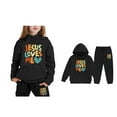 thumbnail image 5 of Child Girls Jesus Loves You Print Hooded Sweatshirts Long Sleeve Fashion Graphic Hoodies Oversize Pullover and Jogger Pants 2 Pcs Winter Clothes Cute Clothes 6-7 Years, 5 of 5