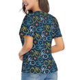 thumbnail image 3 of Zufioo Bicycle Colorful Print Women's Classic V-neck T-shirt, V-neck Short-sleeved Tops Home Wear, Suitable for Daily Life, Work, Outdoors-XX-Large, 3 of 7