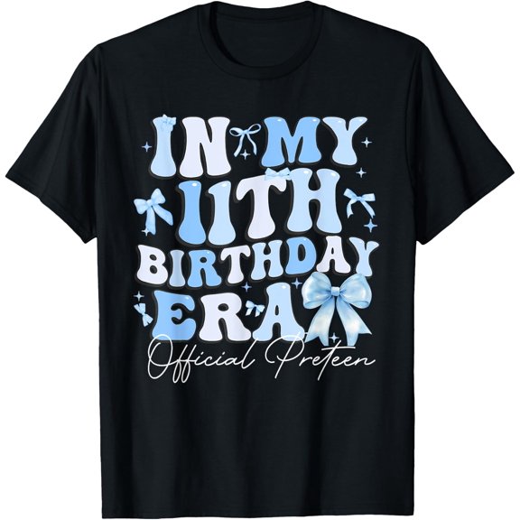 Blue Coquette Bow 11Th Birthday T Shirt Size S-5XL