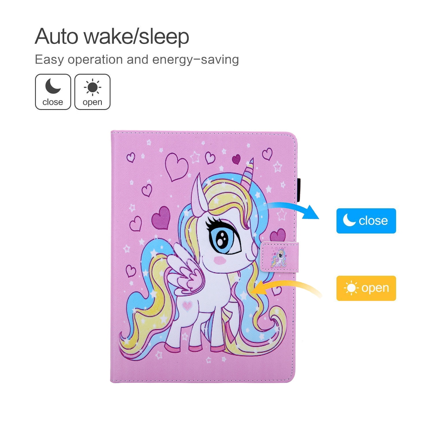 iPad 10.2 Case for iPad 8th 7th Gen 2020 2019, Allytech PU Leather Slim Protection Smart Cover Auto Sleep Wake Pencil Holder Muilt Angle Stand Folio Flip Cover for Apple iPad 10.2",Colorful Unicorn