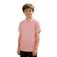 thumbnail image 4 of Byoo Little Boys Basic Polo Shirt Sporty Solid Color Short Sleeve Button Pullover Top Breathable School T Shirt， Pink, 4 of 5