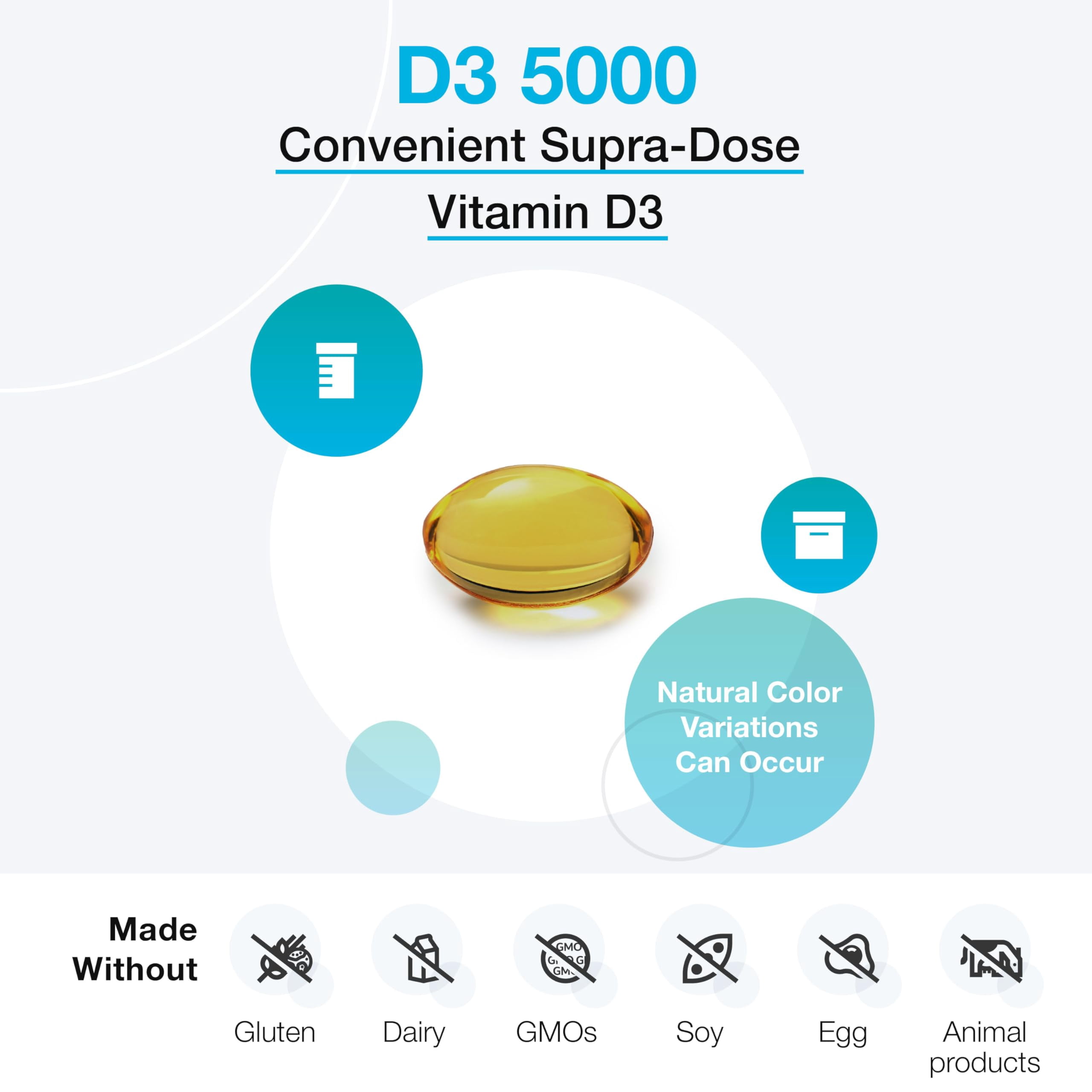 XYMOGEN D3 5000 - Bioavailable Vitamin D3 5000 IU (125 mcg) - High Strength Vitamin D Supplement for Immune Bone & Heart Health Support - 90 Softgels