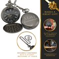 thumbnail image 2 of Montre de Poche en Quartz Gunmetal Personnalisée avec Chaîne - Garçons d'Honneur Mariage Fête - Gravée, 2 of 5