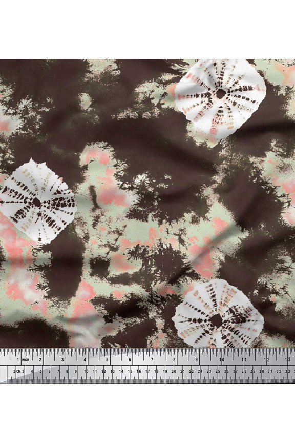 Brown Rayon Fabric Bandhani Tie-Dye Decor Fabric Printed Yard 58 Inch Wide