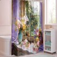 thumbnail image 5 of Shower Curtain Oil Painting Floral Shower Curtains for Bathroom Decor, Waterproof Polyester Shower Curtain Set with Hooks, Small Stall Size 36" x 72" Spring Flower, 5 of 9