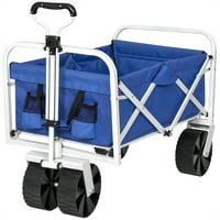 Best Choice Products Folding Collapsible Utility Wagon Cart w/ All-Terrain Wheels - Blue