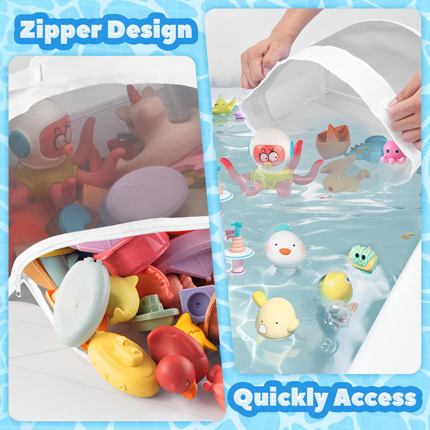 Bath Toy Organizer,4.15 Gallons Bathtub Toy Storage Organizer,Quick Access Bath Toy Holder For Bathtub,Baby Organizer And Storage,Quick Dry Baby Bath Toy Storage For Tub,Mesh Shower Caddy(Gray)